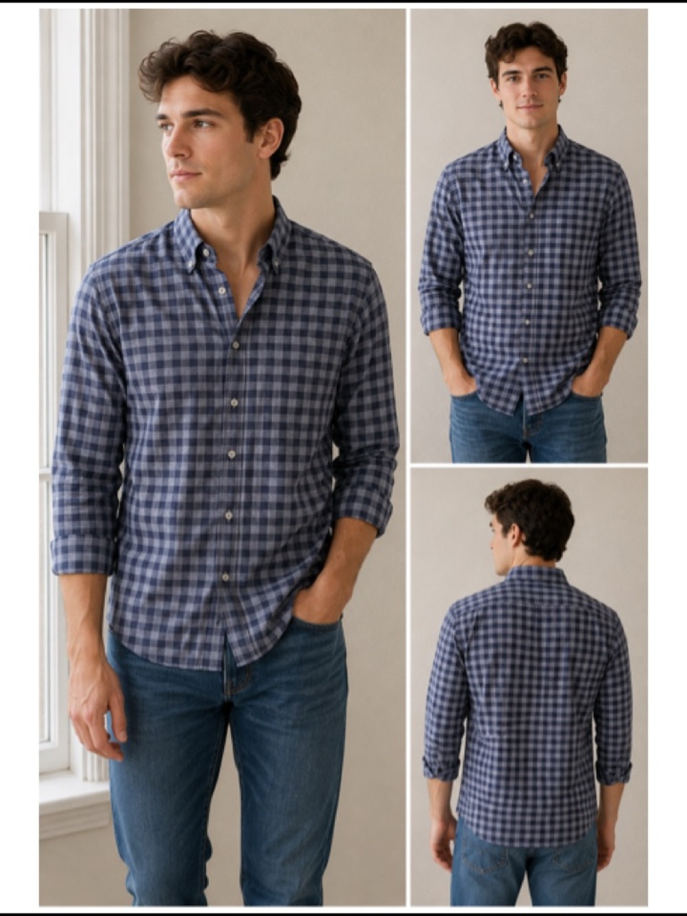 Mizzen + Main Blue Plaid Slim Fit Button Down Shirt